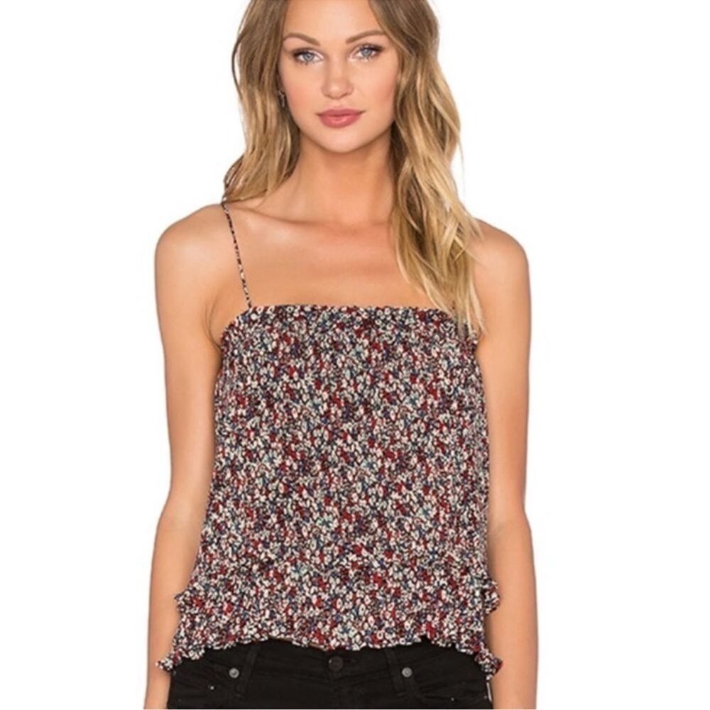 Derek Lam 10 Crosby Floral Pleated Layered Cami Top